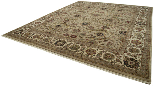 Tebriz Beige Classic Cotton Wool Handmade Area Rug 12'3'' x 15'2''
