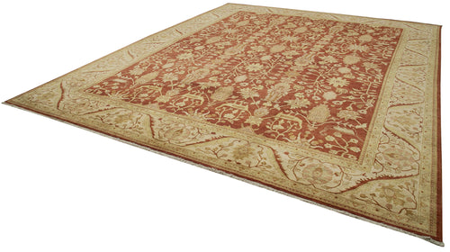 Tebriz Red Classic Cotton Wool Handmade Area Rug 12'0'' x 14'7''
