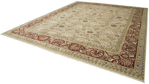 Tebriz Beige Classic Cotton Wool Handmade Area Rug 12'1'' x 15'1''