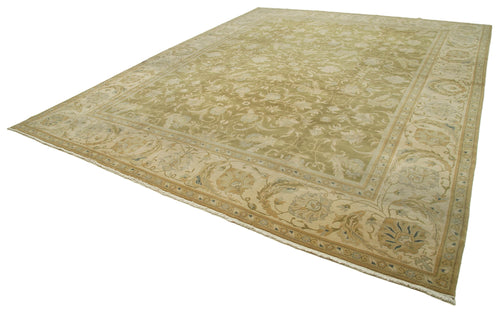 Tebriz Beige Classic Cotton Wool Handmade Area Rug 12'0'' x 14'11''