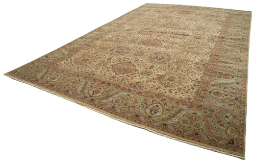 Tebriz Brown Classic Cotton Wool Handmade Area Rug 12'2'' x 18'8''