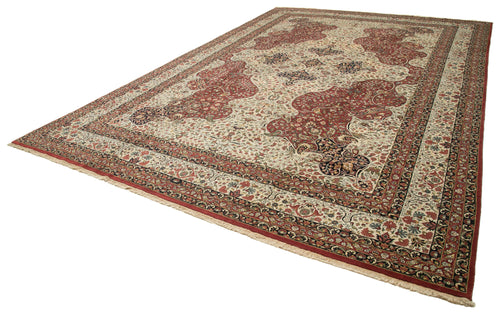 Tebriz Beige Classic Cotton Wool Handmade Area Rug 12'2'' x 18'0''