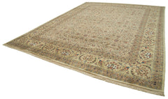 Tebriz Beige Classic Cotton Wool Handmade Area Rug 12'0'' x 14'11''