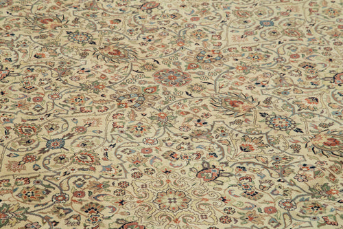 Tebriz Beige Classic Cotton Wool Handmade Area Rug 12'0'' x 14'11''