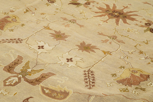 Tebriz Beige Classic Cotton Wool Handmade Area Rug 12'2'' x 17'4''