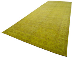 Tebriz Yellow Classic Cotton Wool Handmade Area Rug 7'10'' x 21'1''