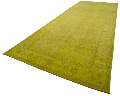 Tebriz Yellow Classic Cotton Wool Handmade Area Rug 7'10'' x 21'1''