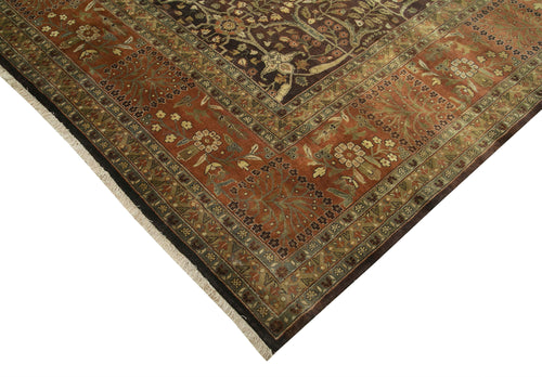 Tebriz Brown Classic Cotton Wool Handmade Area Rug 12'4'' x 15'10''