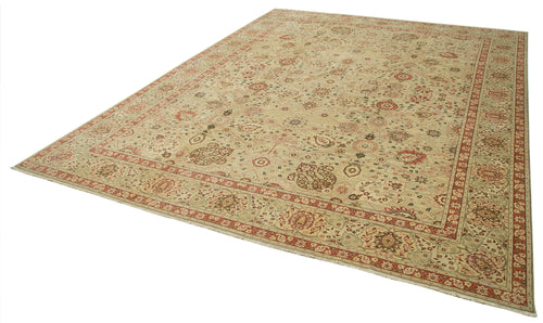 Handmade Area Rug - Classic Beige Wool Cotton Rug | Vintage Turkish Carpet 11'11"x15'11"
