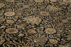 Tebriz Black Classic Cotton Wool Handmade Area Rug 11'7'' x 15'2''