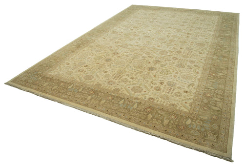 Tebriz Beige Classic Cotton Wool Handmade Area Rug 12'0'' x 18'0''