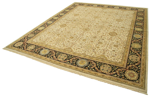 Tebriz Beige Classic Cotton Wool Handmade Area Rug 12'2'' x 14'10''