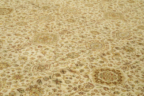 Tebriz Beige Classic Cotton Wool Handmade Area Rug 12'2'' x 14'10''
