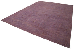 Tebriz Purple Classic Cotton Wool Handmade Area Rug 13'1'' x 17'3''