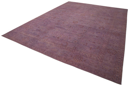 Tebriz Purple Classic Cotton Wool Handmade Area Rug 13'1'' x 17'3''