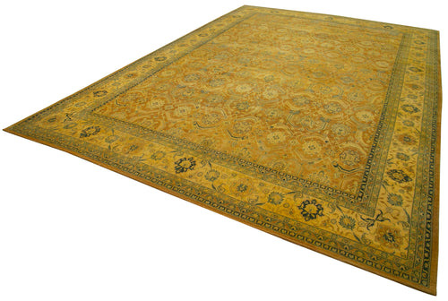 Tebriz Yellow Classic Cotton Wool Handmade Area Rug 13'10'' x 19'9''