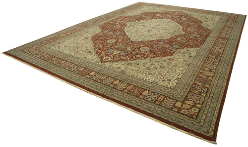 Tebriz Beige Classic Cotton Wool Handmade Area Rug 12'0'' x 17'3''
