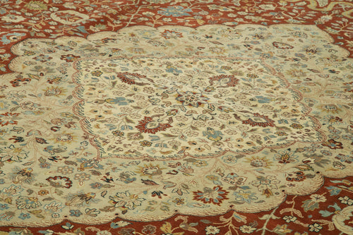 Tebriz Beige Classic Cotton Wool Handmade Area Rug 12'0'' x 17'3''