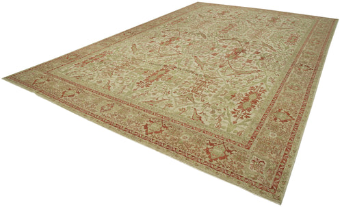 Tebriz Beige Classic Cotton Wool Handmade Area Rug 11'9'' x 18'4''