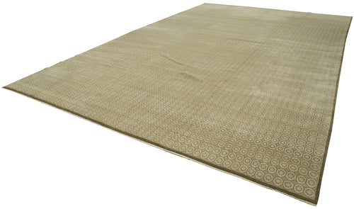 Handmade Area Rug – Classic Beige Turkish Hand Knotted Wool Cotton Carpet 11'9''x18'7''
