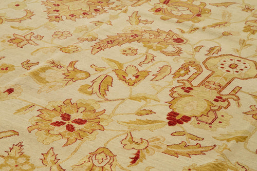 Tebriz Beige Classic Cotton Wool Handmade Area Rug 12'1'' x 18'10''