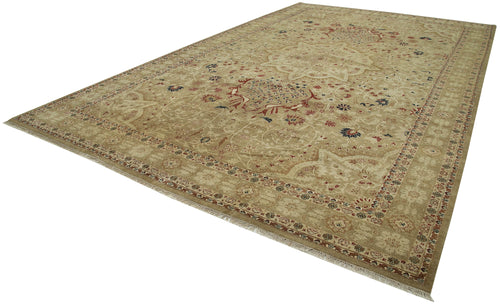 Tebriz Beige Classic Cotton Wool Handmade Area Rug 10'10'' x 17'7''