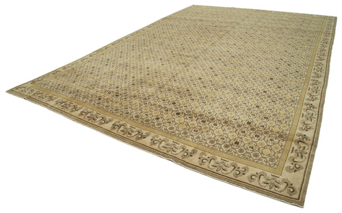 Handmade Area Rug – Classic Beige Turkish Hand Knotted Wool Cotton Carpet 11'10''x17'1''