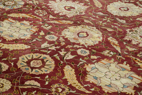 Tebriz Red Classic Cotton Wool Handmade Area Rug 11'11'' x 15'2''