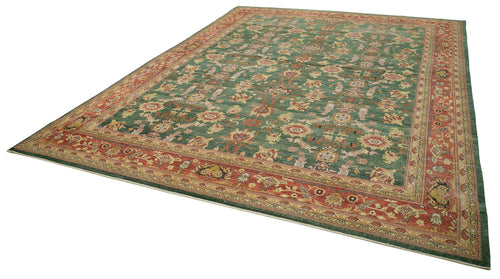 Tebriz Green Classic Cotton Wool Handmade Area Rug 13'2'' x 17'9''
