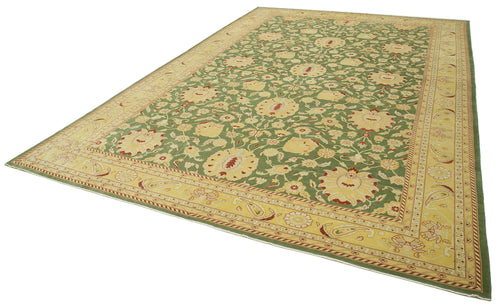 Tebriz Green Classic Cotton Wool Handmade Area Rug 12'2'' x 17'10''
