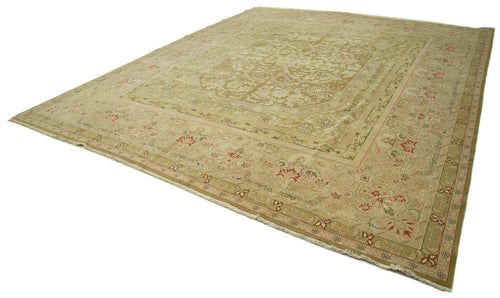 Tebriz Beige Classic Cotton Wool Handmade Area Rug 13'1'' x 14'7''