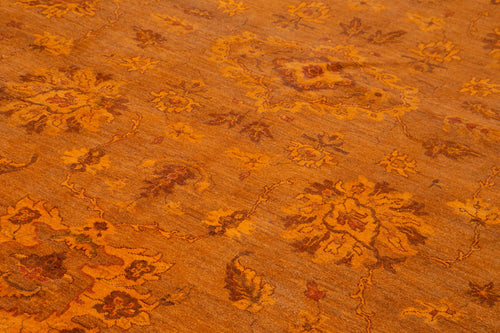 Tebriz Orange Classic Cotton Wool Handmade Area Rug 9'8'' x 14'2''