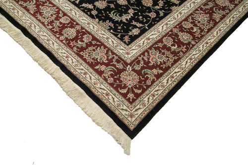 Tebriz Black Classic Cotton Wool Handmade Area Rug 10'0'' x 14'1''