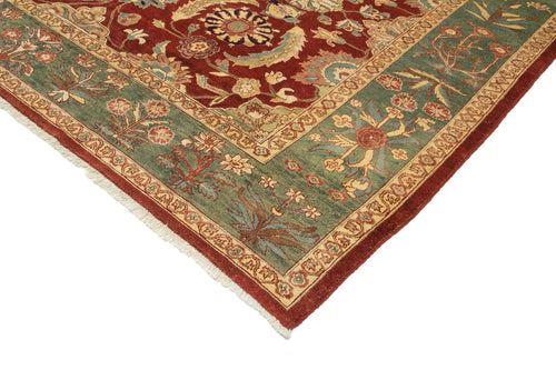 Tebriz Red Classic Cotton Wool Handmade Area Rug 9'9'' x 14'1''