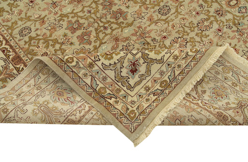Tebriz Beige Classic Cotton Wool Handmade Area Rug 9'10'' x 13'9''