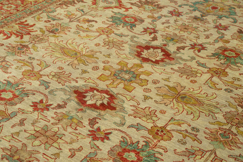 Tebriz Beige Classic Cotton Wool Handmade Area Rug 8'7'' x 11'7''