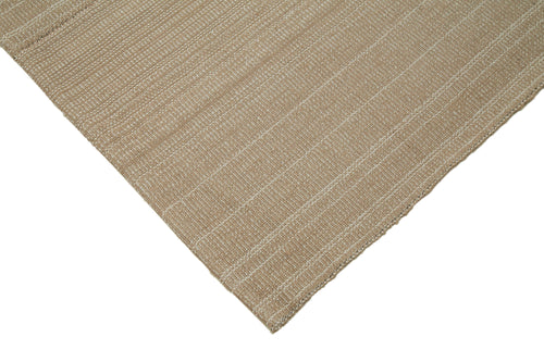 Vintage Flatweave Brown Vintage Cotton Wool Handmade Area Rug 9'4'' x 11'6''