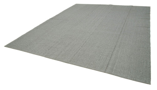 Vintage Flatweave Grey Vintage Cotton Wool Handmade Area Rug 10'9'' x 12'7''