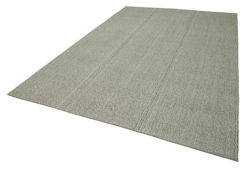 Vintage Flatweave Grey Vintage Cotton Wool Handmade Area Rug 7'10'' x 11'7''