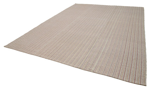 Vintage Flatweave White Vintage Cotton Wool Handmade Area Rug 10'6'' x 13'8''