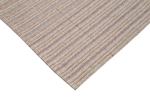 Vintage Flatweave White Vintage Cotton Wool Handmade Area Rug 10'6'' x 13'8''