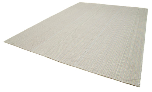 Vintage Flatweave Beige Vintage Cotton Wool Handmade Area Rug 10'0'' x 13'6''