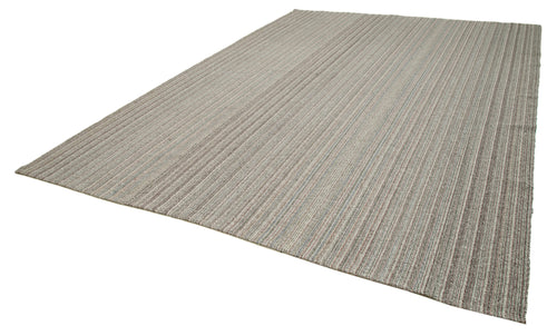 Vintage Flatweave Grey Vintage Cotton Wool Handmade Area Rug 9'10'' x 13'8''