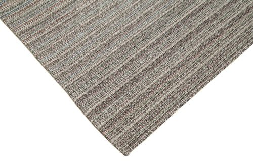 Vintage Flatweave Grey Vintage Cotton Wool Handmade Area Rug 9'10'' x 13'8''