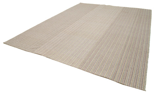 Vintage Flatweave White Vintage Cotton Wool Handmade Area Rug 10'5'' x 13'3''