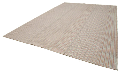 Vintage Flatweave White Vintage Cotton Wool Handmade Area Rug 10'4'' x 15'0''
