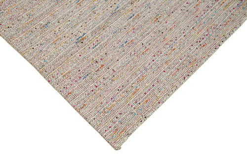 Vintage Flatweave White Vintage Cotton Wool Handmade Area Rug 10'3'' x 12'7''