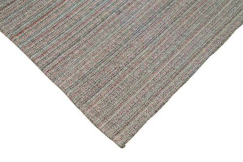 Vintage Flatweave White Vintage Cotton Wool Handmade Area Rug 10'1'' x 13'0''