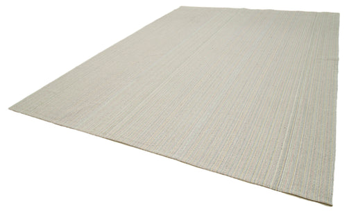 Vintage Flatweave Beige Vintage Cotton Wool Handmade Area Rug 10'1'' x 13'4''