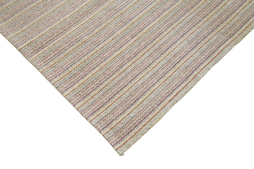 Vintage Flatweave White Vintage Cotton Wool Handmade Area Rug 10'4'' x 13'4''